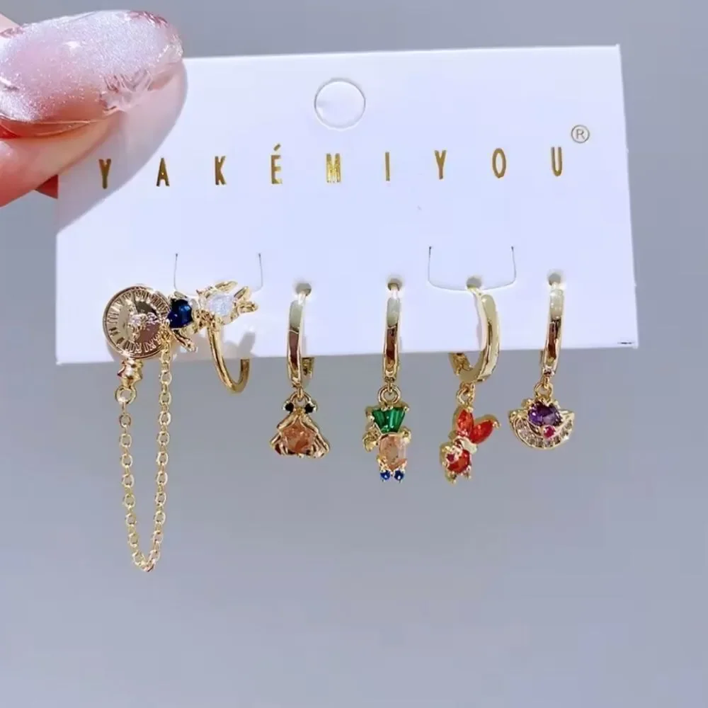Alice In Wonderland 14K Gold Plated Gemstone Huggie Hoop Earrings